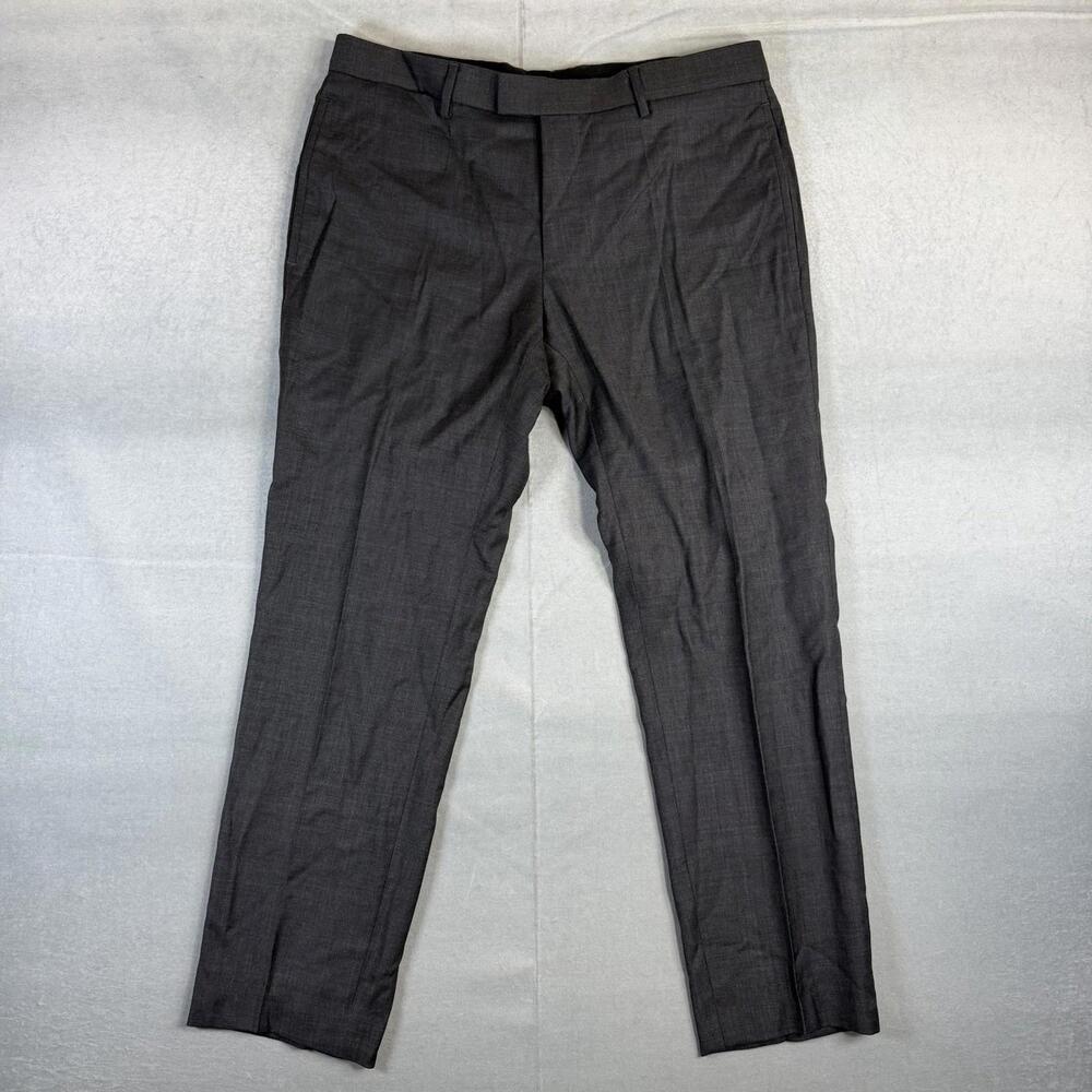 Hugo Boss Dress Pants Mens 32x27 Cropped Dark Gray 100% Wool T-Gary Straight